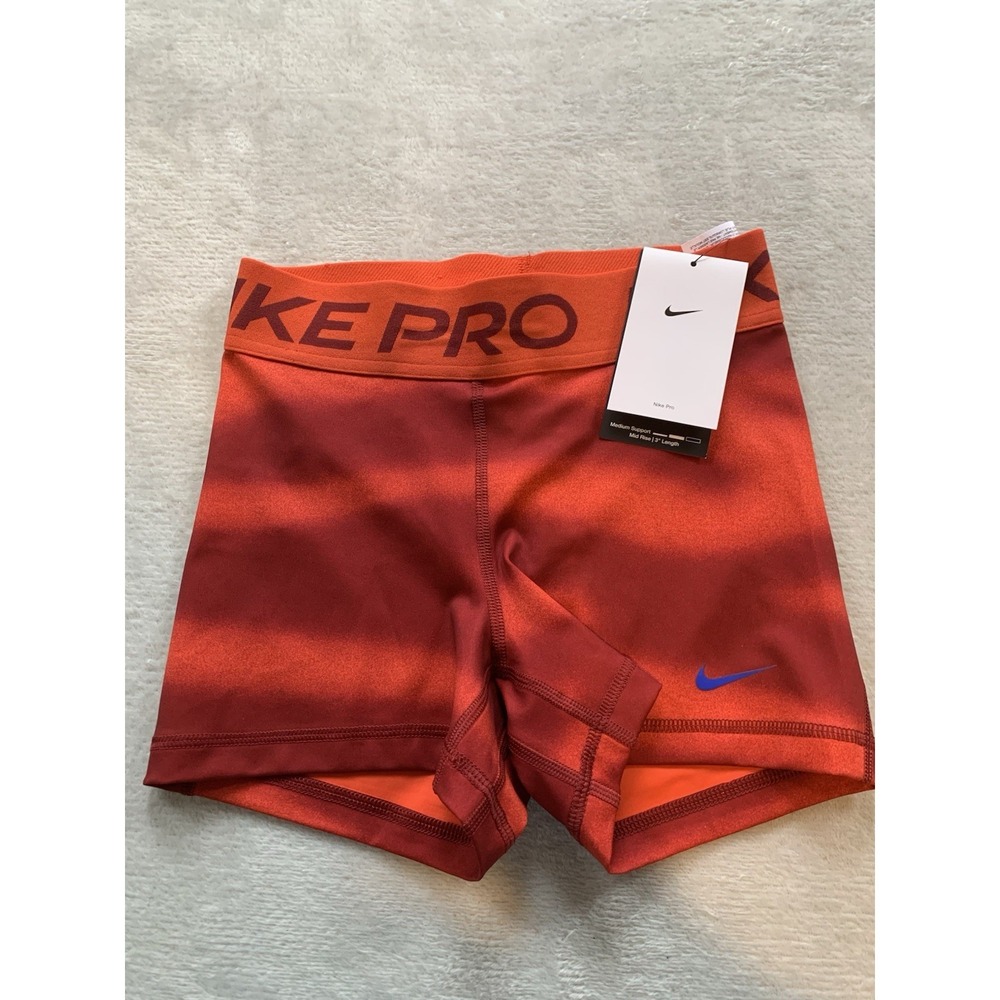 Women's XS Nike Pro 3" Red Striped Shorts NEW With TAGS